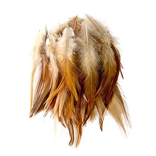 FEARAFTS Rooster Saddle Feathers for Crafts Decoration DIY Jewelry Making Dream Catcher Accessories Pack of 100 (Natural)