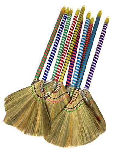 Caravelle Choi Bong Co Vietnam Hand Made Straw Soft Broom with Colored Handle 12" Head Width, 40" Overall Length -1pc