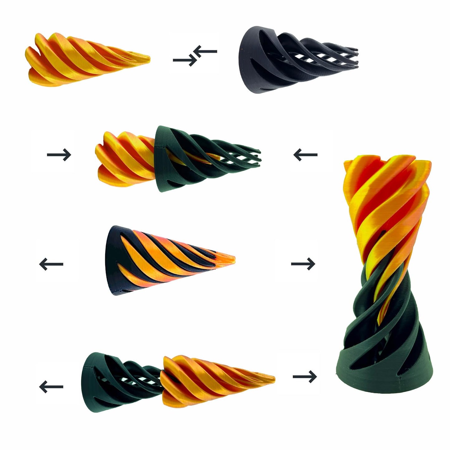 3 Packs Impossible Cone, Spiral Cone Fidget Toy 3D Printed Spiral Cone Toy, Pyramid Passthrough Sculpture, Mini Cones Pass Through Pyramid Fidget Toy for Stress and Anxiety Relaxing