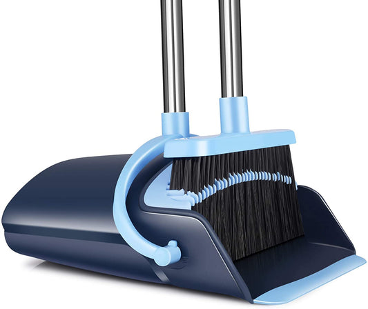 OLLSDIRE Broom and Dustpan Set for Home 2024 Indoor Broom with Dustpan Combo Set Upright Dust Pans with Long Handle Angle Broom for Kids Garden Pet Hair Lobby Wood Floor Sweeping Kitchen