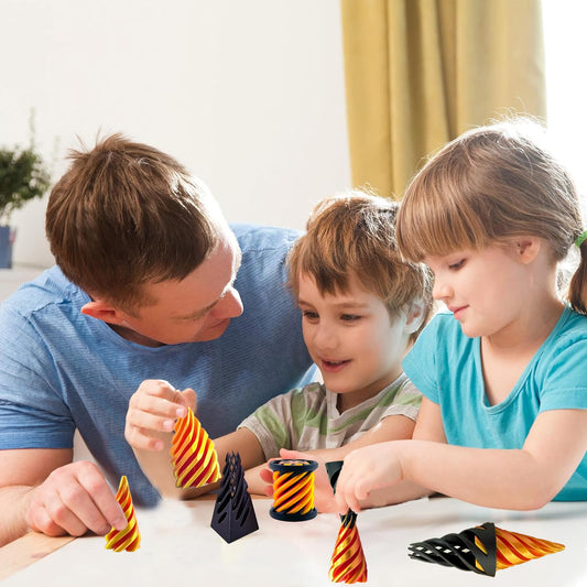 3 Packs Impossible Cone, Spiral Cone Fidget Toy 3D Printed Spiral Cone Toy, Pyramid Passthrough Sculpture, Mini Cones Pass Through Pyramid Fidget Toy for Stress and Anxiety Relaxing