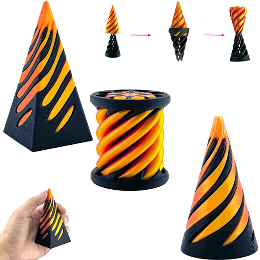 3 Packs Impossible Cone, Spiral Cone Fidget Toy 3D Printed Spiral Cone Toy, Pyramid Passthrough Sculpture, Mini Cones Pass Through Pyramid Fidget Toy for Stress and Anxiety Relaxing