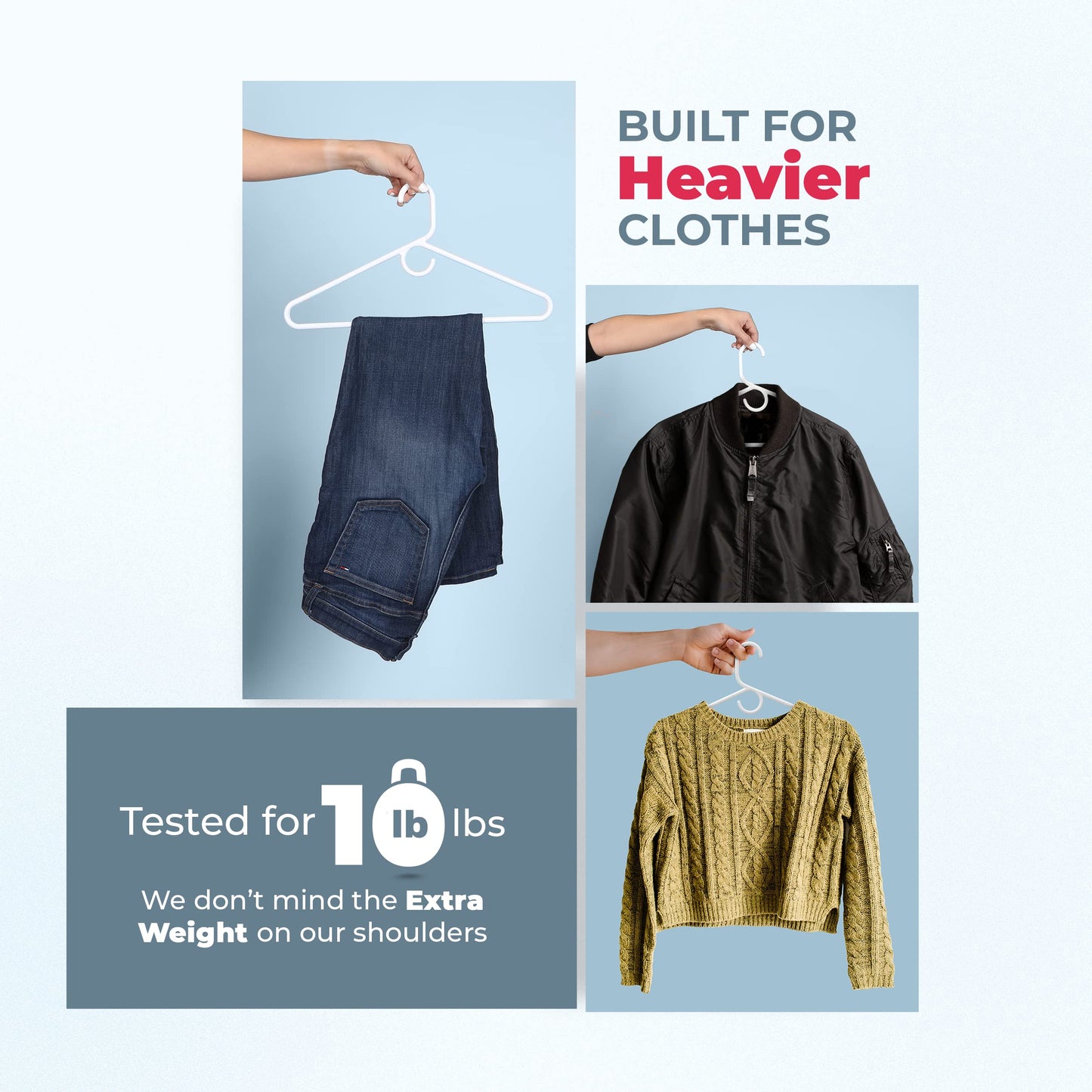 Made in USA Heavy Duty Plastic Clothes Hangers Bulk, 20 30 50 100 Pack Available, Strong Plastic Hangers, Jacket Coat Hangers, Thick Plastic Hanger for Closet and Clothing Hangars (24pk White)